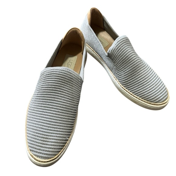 UGG womens sammy slip-on sneaker sparkle silver rib knit mesh sneakers‎ 9 - read - Picture 1 of 8